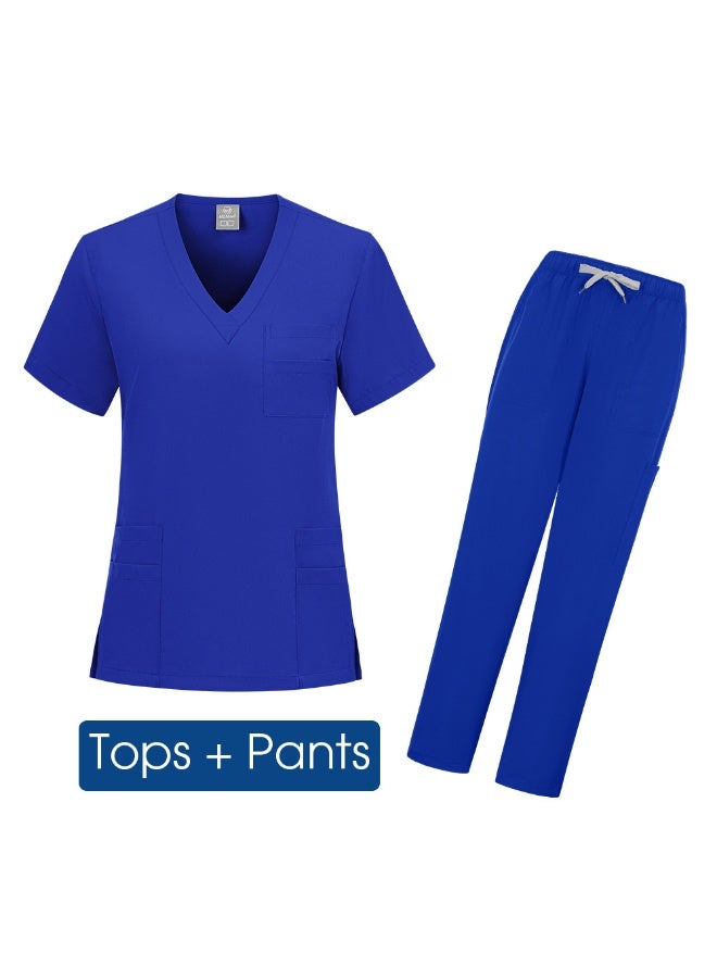 Loquat Womens Medical Scrubs Set Medical Uniform Set  royal blue - Image 1