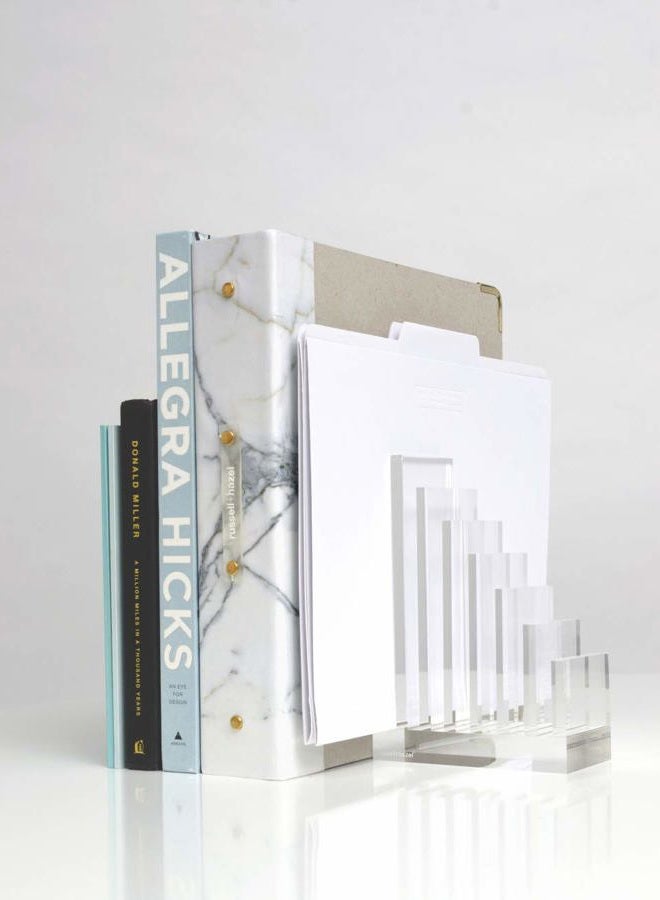 RUSSELL+HAZEL راسل + هازل حامل أكريليك وكتاب نهاية، شفاف، 5” × 8” × 2.5” - Image 5