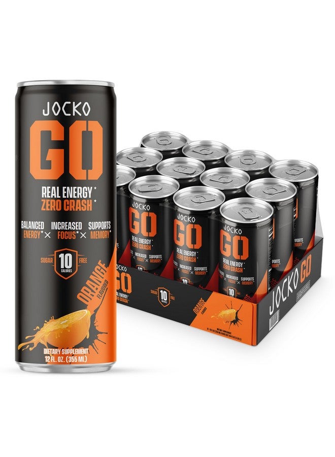 origin Jocko GO Energy Drink (Afterburner Orange) - KETO, Vitamin B12, Vitamin B6, Electrolytes, L Theanine, Magnesium- All Natural Energy Boost, Sugar Free Nootropic Monk Fruit Blend - 12 Pack - Image 1