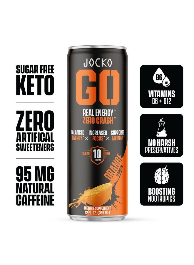 origin Jocko GO Energy Drink (Afterburner Orange) - KETO, Vitamin B12, Vitamin B6, Electrolytes, L Theanine, Magnesium- All Natural Energy Boost, Sugar Free Nootropic Monk Fruit Blend - 12 Pack - Image 4