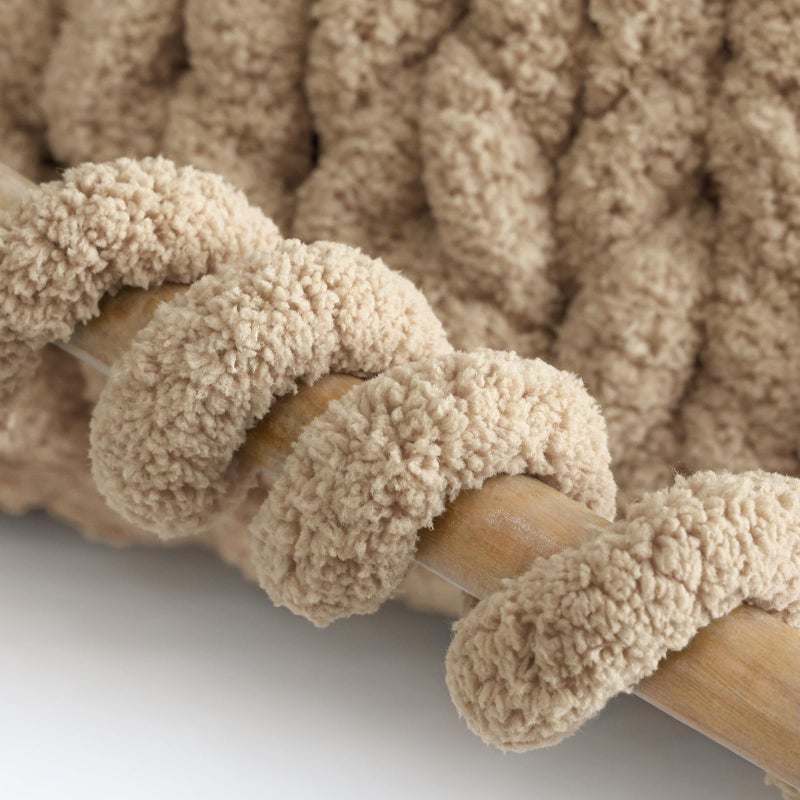 Mellobello Jumbo Chunky Yarn for Hand Knitting - Super Thick Chenille Chunky Yarn for Crocheting - Extra Soft Bulky Fluffy Blanket Big Yarn 8 Jumbo Pack (27yds,8 oz Each Skein) Khaki - Image 5