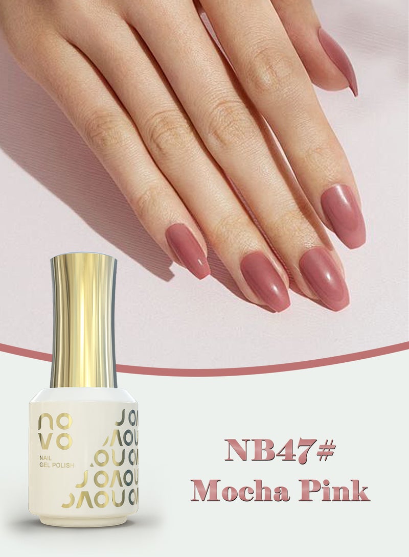 Novo Rubber Base Gel, 2 in 1 Gel Nail Polish Soak Off UV LED Nail Lamp, Nail Art Design for Women 12ml NB47# Mocha Pink - Image 2