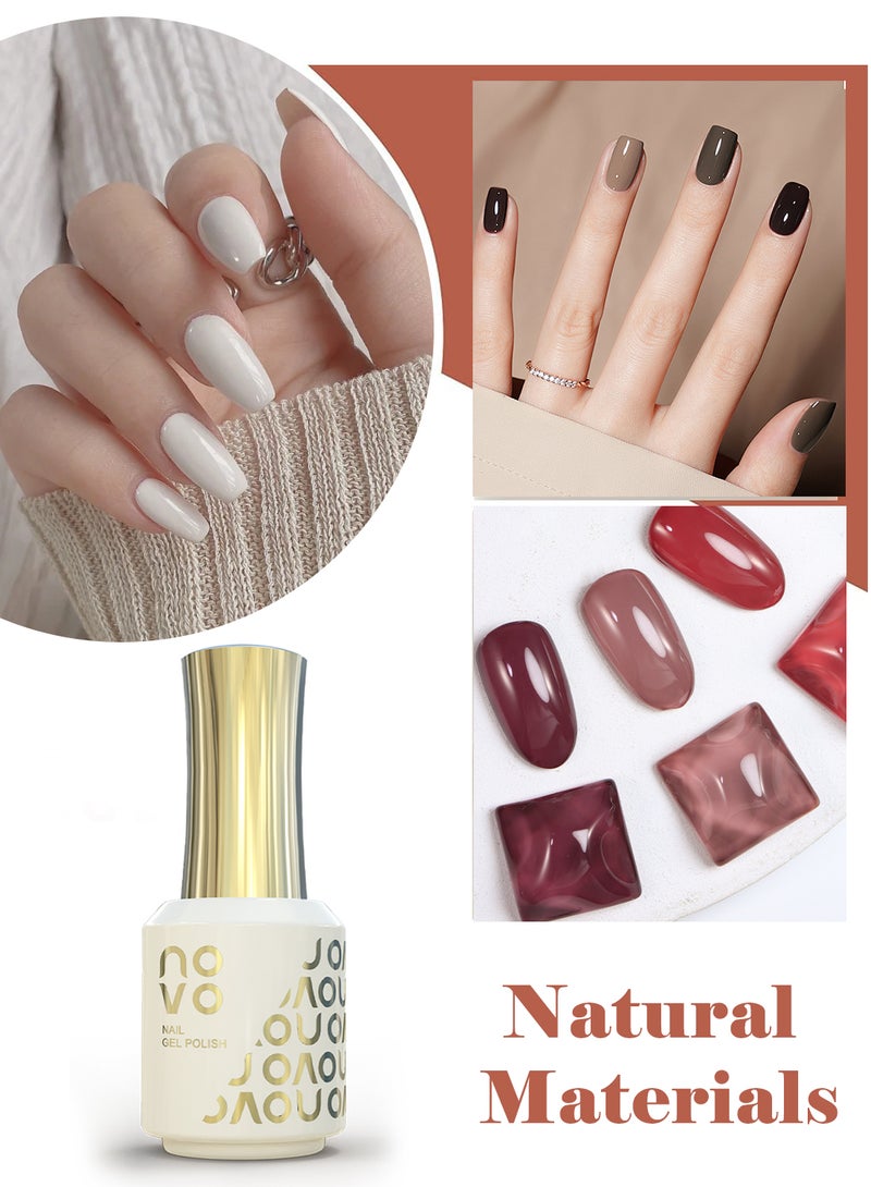 Novo Rubber Base Gel, 2 in 1 Gel Nail Polish Soak Off UV LED Nail Lamp, Nail Art Design for Women 12ml NB47# Mocha Pink - Image 4