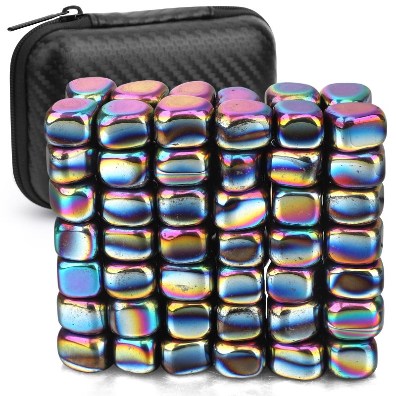 LNCOJOLM 500g Magnetic Stones Rock Fidget Toys for Adults Magnetic Game Smooth Ferrite Putty Stones Replacement Magnet with Fiber Case for Ferrite Putty Desk Toy Magnet for Whiteboard Office Kitchen - Image 2