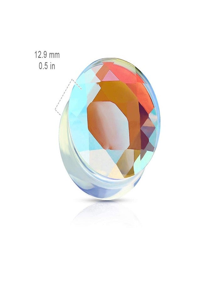 Pierced Owl Iridescent Glass Faceted Double Flared Saddle Plug Gauges, Sold as a Pair (10mm (00GA)) - Image 3