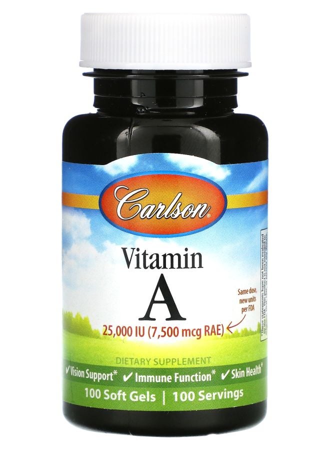 فيتامين أ 7500 ميكروغرام RAE (25000 وحدة دولية) 100 كبسولة لينة