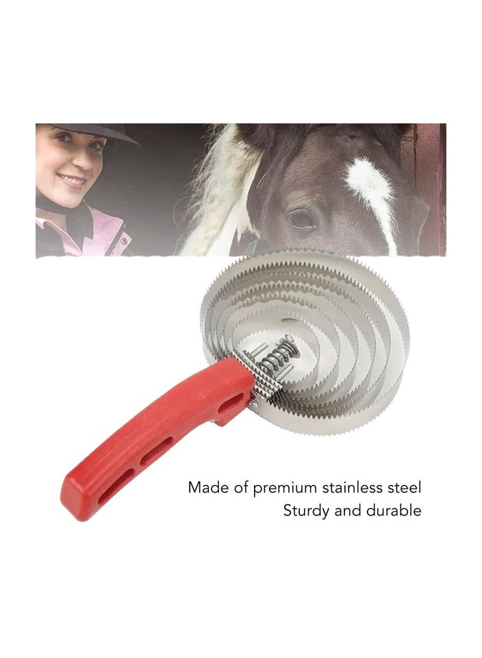 Generic 1-Piece Horse Curry Combs,6 Turns Stainless Steel Spring Curry Horse Comb Brush,Itch Relief Horse Hair Brushes - Image 1