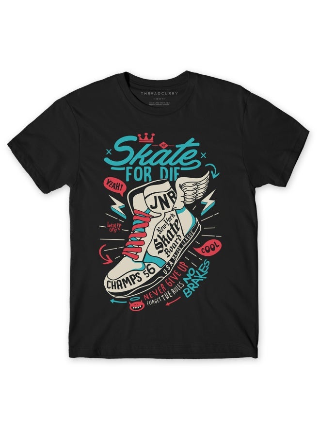THREADCURRY THREADCURRY Flying High Skateboard Comic Skater Graphic Printed Tshirt for Boys - Image 1
