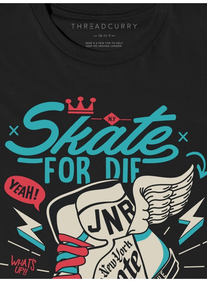 THREADCURRY THREADCURRY Flying High Skateboard Comic Skater Graphic Printed Tshirt for Boys - Image 3
