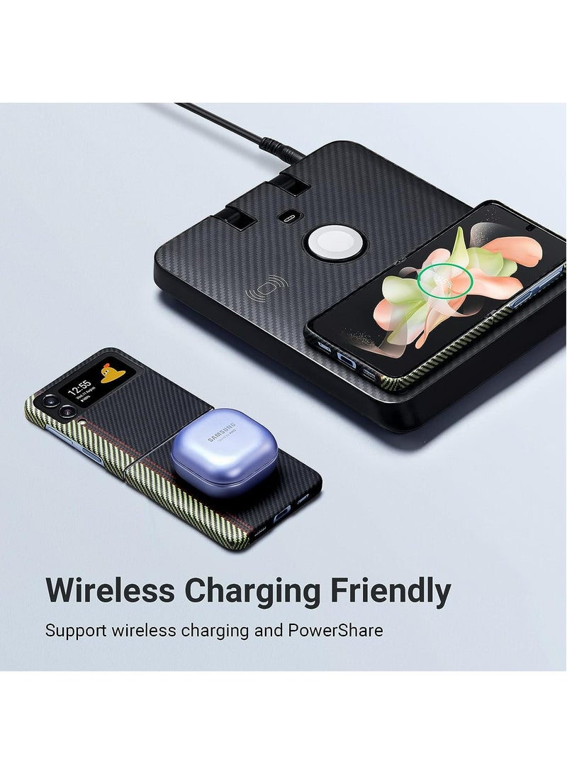 PITAKA Z Flip 4 Case Compatible with MagSafe, Slim & Light Samsung Flip 4 Case with a Case-Less Touch Feeling, 600D Aramid Fiber Made [Fusion Weaving MagEZ Case 3 - Overture]  - Image 5