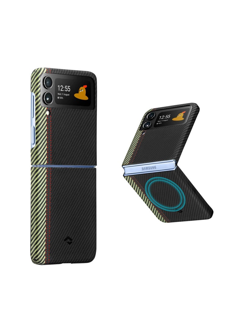 PITAKA Z Flip 4 Case Compatible with MagSafe, Slim & Light Samsung Flip 4 Case with a Case-Less Touch Feeling, 600D Aramid Fiber Made [Fusion Weaving MagEZ Case 3 - Overture]  - Image 1