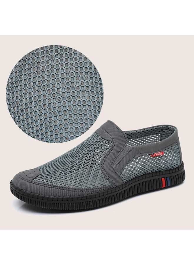 Anglerfish Ankang Breathable Old Beijing Cloth Shoes For Men, Mesh Shoes, Dad Shoes, Summer Mesh Shoes, Hollow-out Men's Shoes A1015 Gray 38 - Image 3