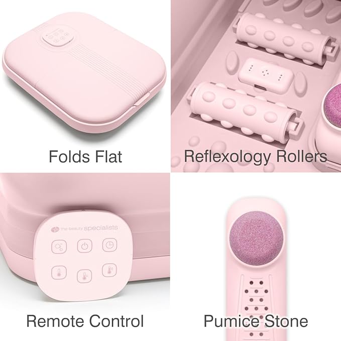 Rio Deluxe Foldaway Foot Spa Foot Bath with Massaging Rollers Adjustable Temperature Settings 42C 44C 46C Pedicure Pumice Stone Relaxing Bubbles Powerful 500W Water Heater Remote Control - Image 4