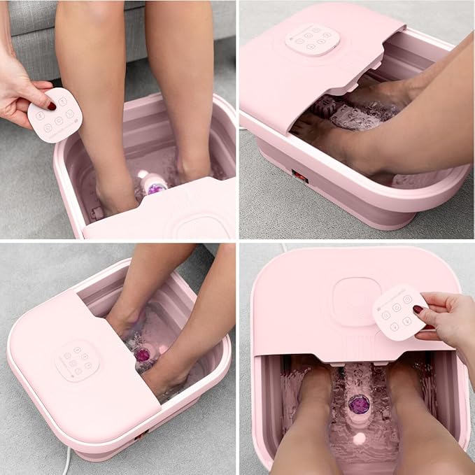 Rio Deluxe Foldaway Foot Spa Foot Bath with Massaging Rollers Adjustable Temperature Settings 42C 44C 46C Pedicure Pumice Stone Relaxing Bubbles Powerful 500W Water Heater Remote Control - Image 2
