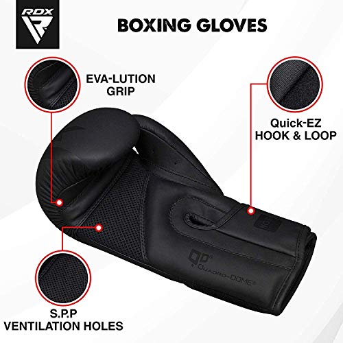RDX Boxing Gloves Sparring Muay Thai Pro Training, Maya Hide Leather, Kickboxing Heavy Punching Bag Focus Mitts Pads Double End Ball Workout, MMA Fitness Gym Bagwork, Ventilated Palm, Men Black - Image 2