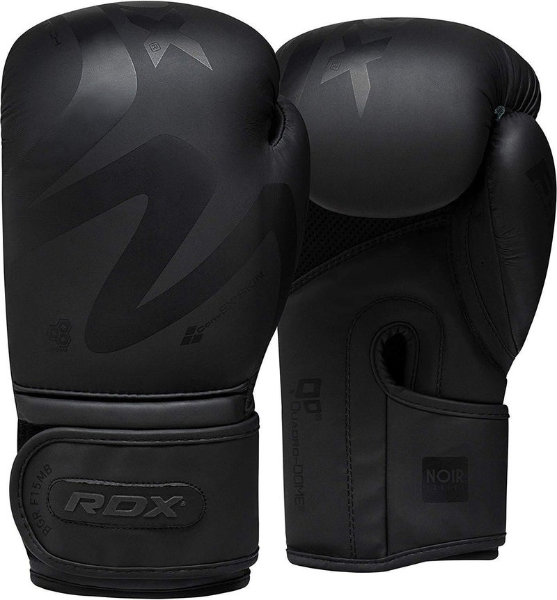 RDX Boxing Gloves Sparring Muay Thai Pro Training, Maya Hide Leather, Kickboxing Heavy Punching Bag Focus Mitts Pads Double End Ball Workout, MMA Fitness Gym Bagwork, Ventilated Palm, Men Black - Image 1
