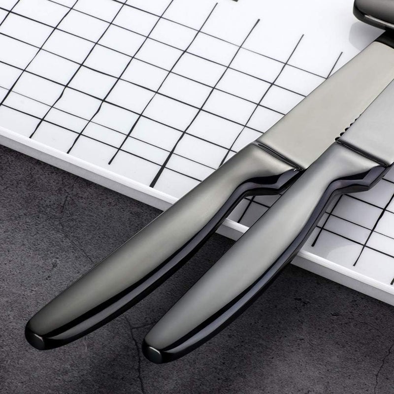 DOCBLACK Stainless Steel Steak Knives set of 8 Serrated Steak Knife Sets with Sharp Blade, 8.66 Inches(22 CM) Silverware Cutlery Table Knives for Steak (Black) - Image 5