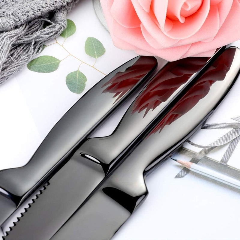 DOCBLACK Stainless Steel Steak Knives set of 8 Serrated Steak Knife Sets with Sharp Blade, 8.66 Inches(22 CM) Silverware Cutlery Table Knives for Steak (Black) - Image 2