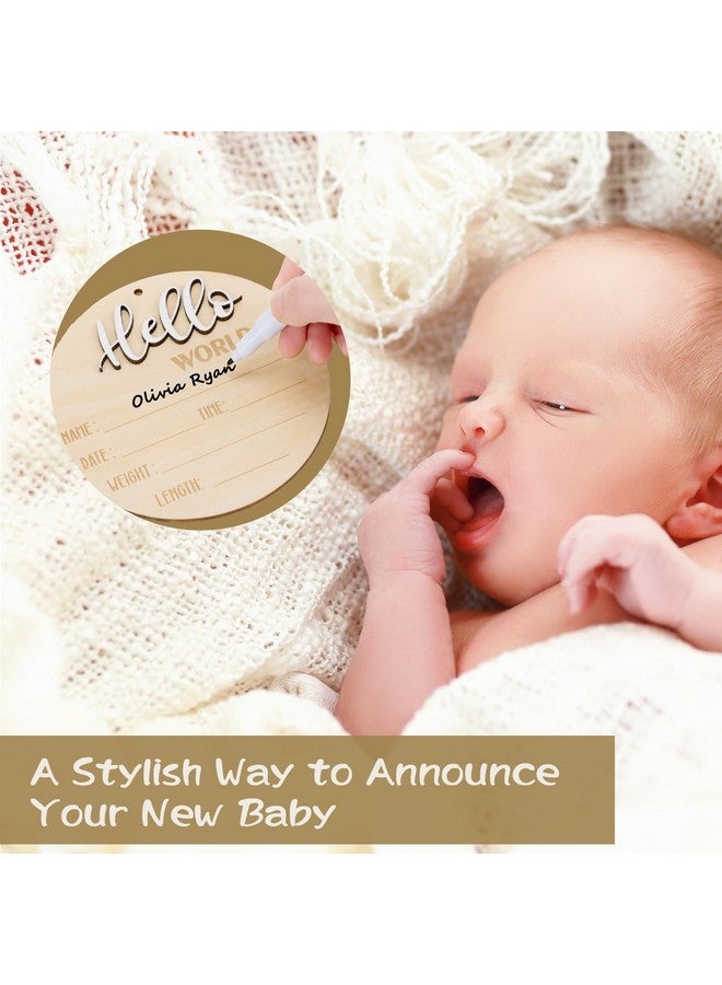 Giftacity Hello World Sign for Baby Announcement: Gender-Neutral Wooden Welcome Newborn Signs for Hospital with Footprint - Baby Birth Round Board for New Boy and Girl - Image 4