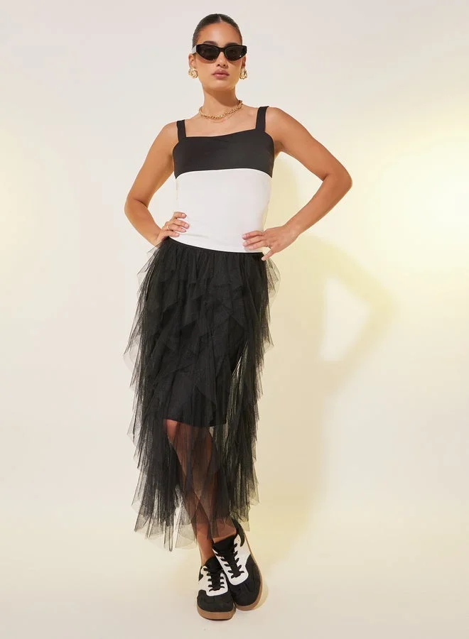 Take Two Color Block Square Neck Regular Fit Cami T-Shirt