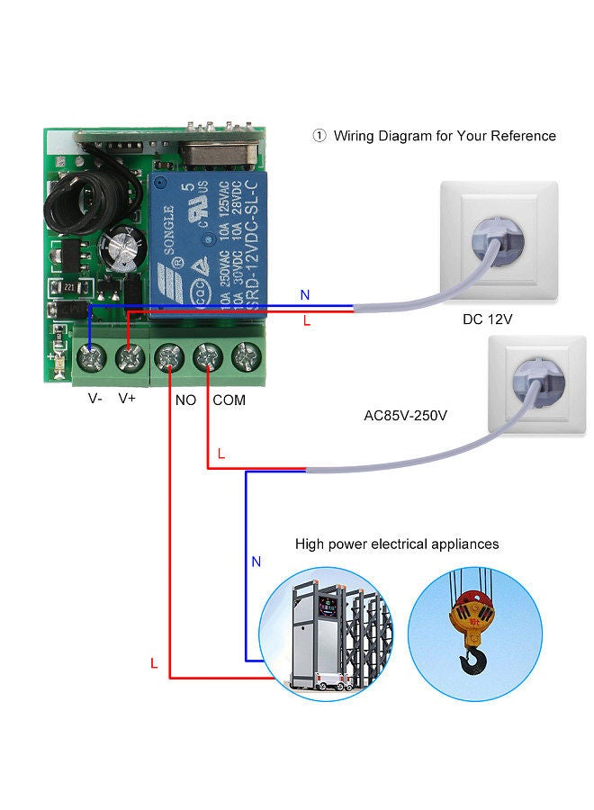 Smart Home 433Mhz DC 12V 1CH Wireless Remote Switch Relay Receiver Transmitter Universal Remote Control Switch Module and RF Transmitter Remote Controls 1527