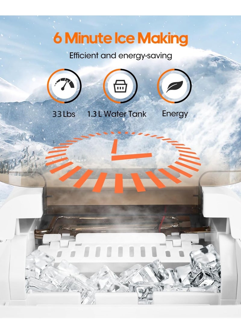 Generic - Ice Machine Countertop, Smart WIFI Mobile Phone Control, Portable Small Ice Machine With Automatic Cleaning Function, Can Make 9 Ice Cubes In 6 Minutes, Suitable For Home, Kitchen, Party (1.3L-White) - Image 1