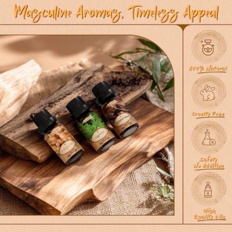 SALKING Woody Essential Oils Set 100 Pure Fragrance Oil Aromatherapy Gift Set Premium Scented Oils for Oil Diffusers 6 x 10 ML - Frankincense Teakwood Sandalwood Cypress Cedarwood Patchouli Natural fragrance oils for diffuser soap candles Frankincense cedar wood sandalwood teak wood cypress patchouli - Image 5