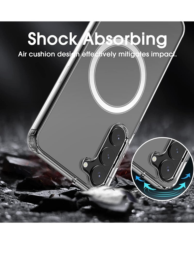Raxoom Samsung Galaxy S23 Clear Magnetic Cover | Mag Safe Compatible | Clear Hard Back Case | Shockproof Silicone Frame Edge Bumper | Slim Transparent Case  - Image 5