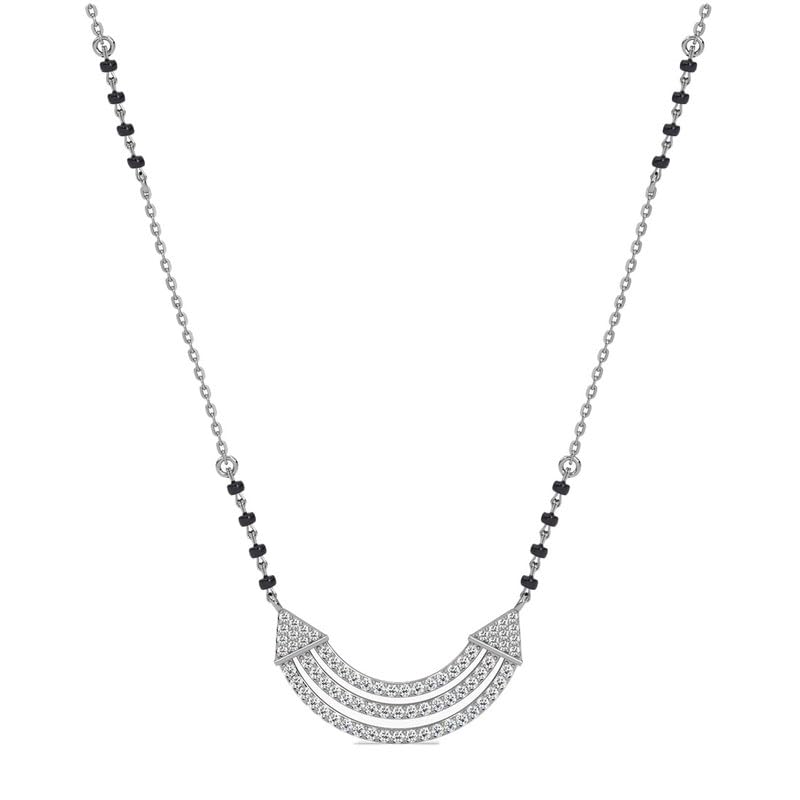 Clara 925 Sterling Silver Urja Mangalsutra Tanmaniya Pendant With Black Beads Chain | Platinum Plated, Swiss Zirconia |Gift for Wife - Image 1