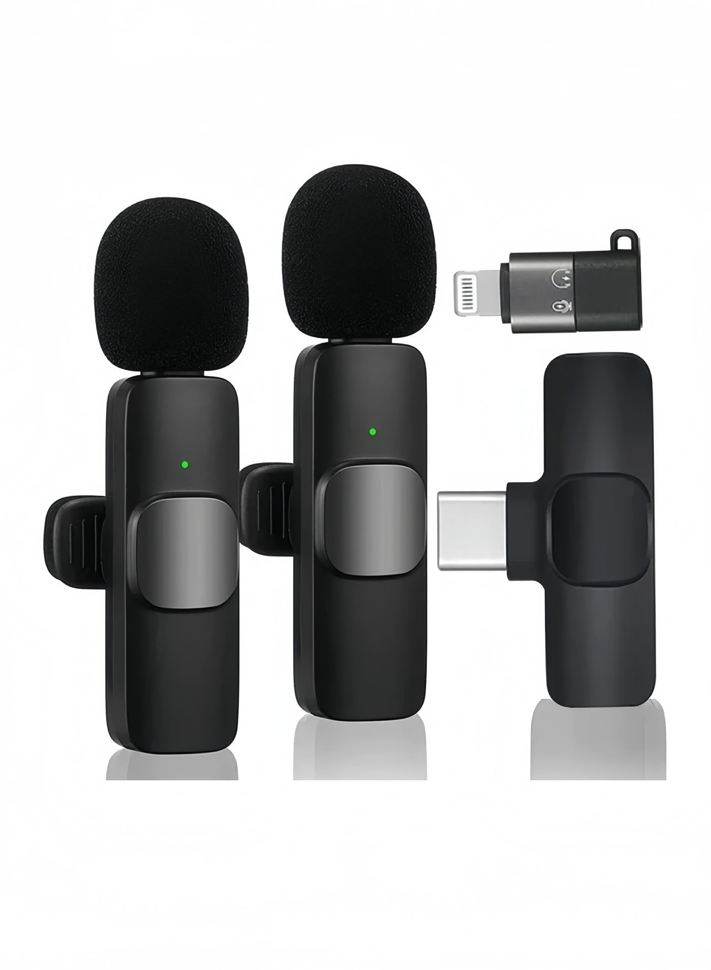 Wireless Lavalier Microphone for Type-C Phone- Plug-Play Wireless Mic with 2 Microphone for USB-C Android Phone and iPhone Video Recording- Interview- Vlog- Auto Sync and Noise Reduction- 2.4 GHZ, Black