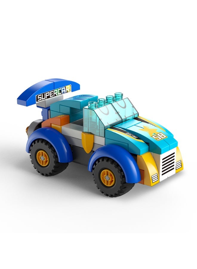 FEELO مجموعة كتل البناء لسيارة السباق الحضرية FEELO للأطفال | 64 قطعة | لعبة بناء سيارة كبيرة مع إطارات مزخرفة | بناء ولعب سيارة سباق للأولاد والبنات | للأعمار من 3 سنوات فما فوق - Image 1