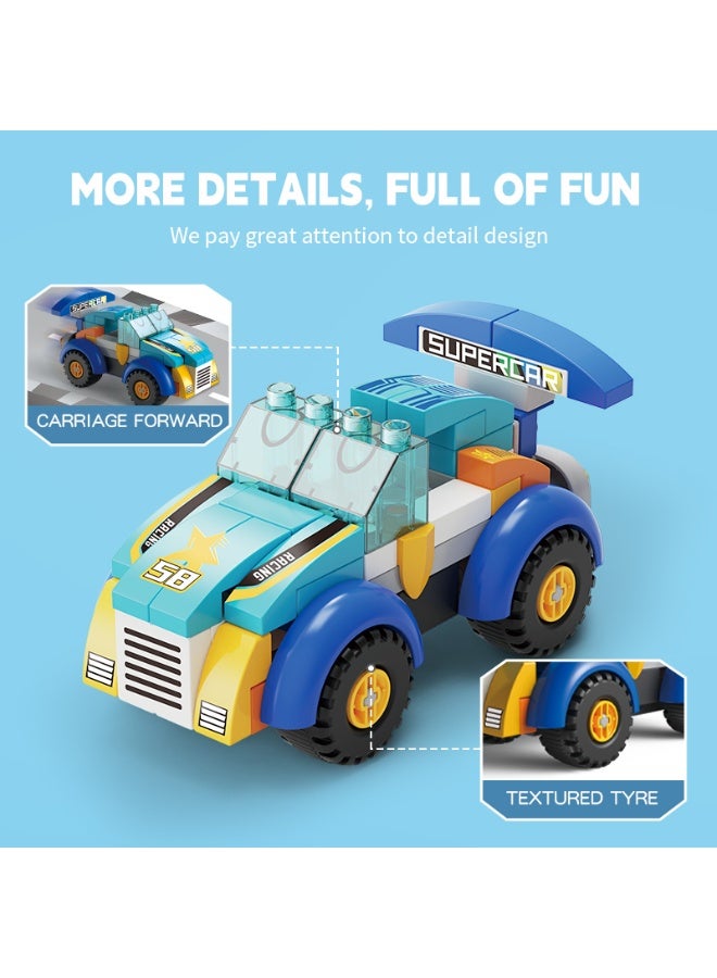 FEELO مجموعة كتل البناء لسيارة السباق الحضرية FEELO للأطفال | 64 قطعة | لعبة بناء سيارة كبيرة مع إطارات مزخرفة | بناء ولعب سيارة سباق للأولاد والبنات | للأعمار من 3 سنوات فما فوق - Image 3