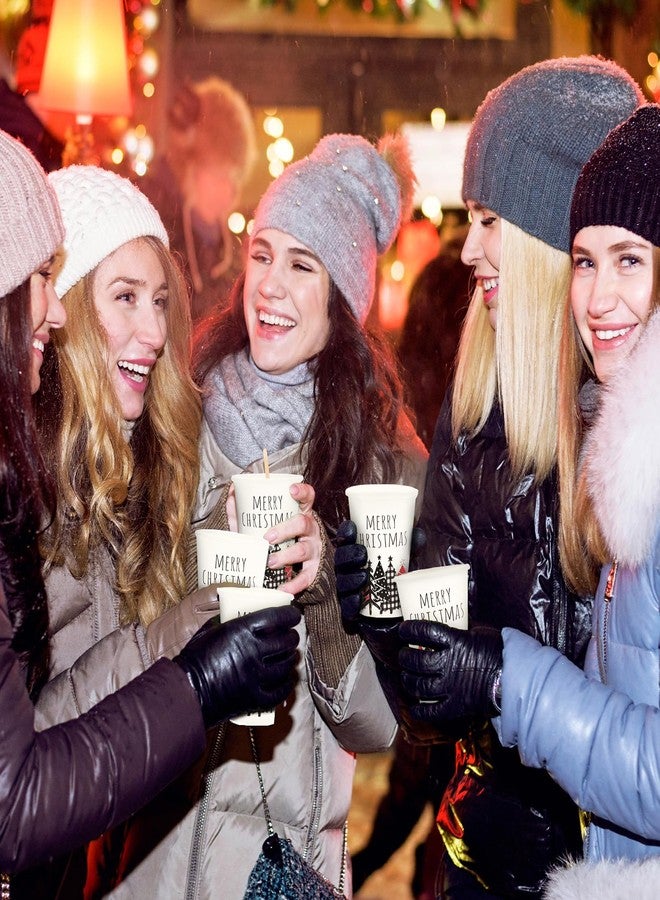 Whaline 50Pcs Christmas Disposable Cups Red and Black Buffalo Plaid Xmas Tree Paper Cups Rustic Winter Holiday Party Supplies for Juice Coffee Hot Cold Beverage Drinks, 9oz - Image 4