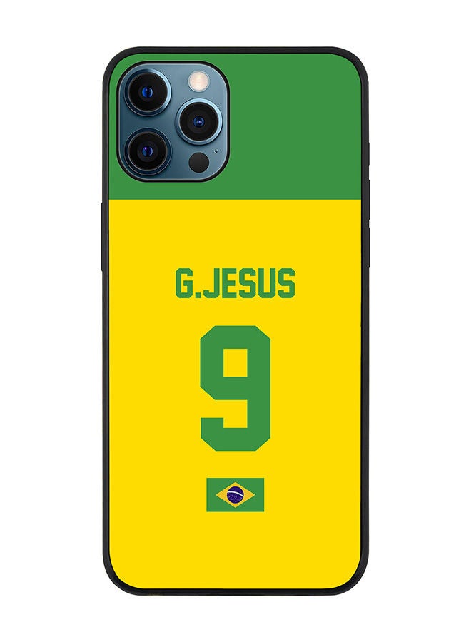 Stylizedd Rugged Black edge case for Apple iPhone 12 Pro Slim fit Soft Case Flexible Rubber Edges Anti Drop TPU Gel Thin Cover - Football Team - Brazil Player Name - G.Jesus - Image 1