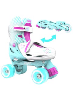 Quad and Inline Skates Neon Combo 2-in-1 Skates for Kids with LED Wheels
