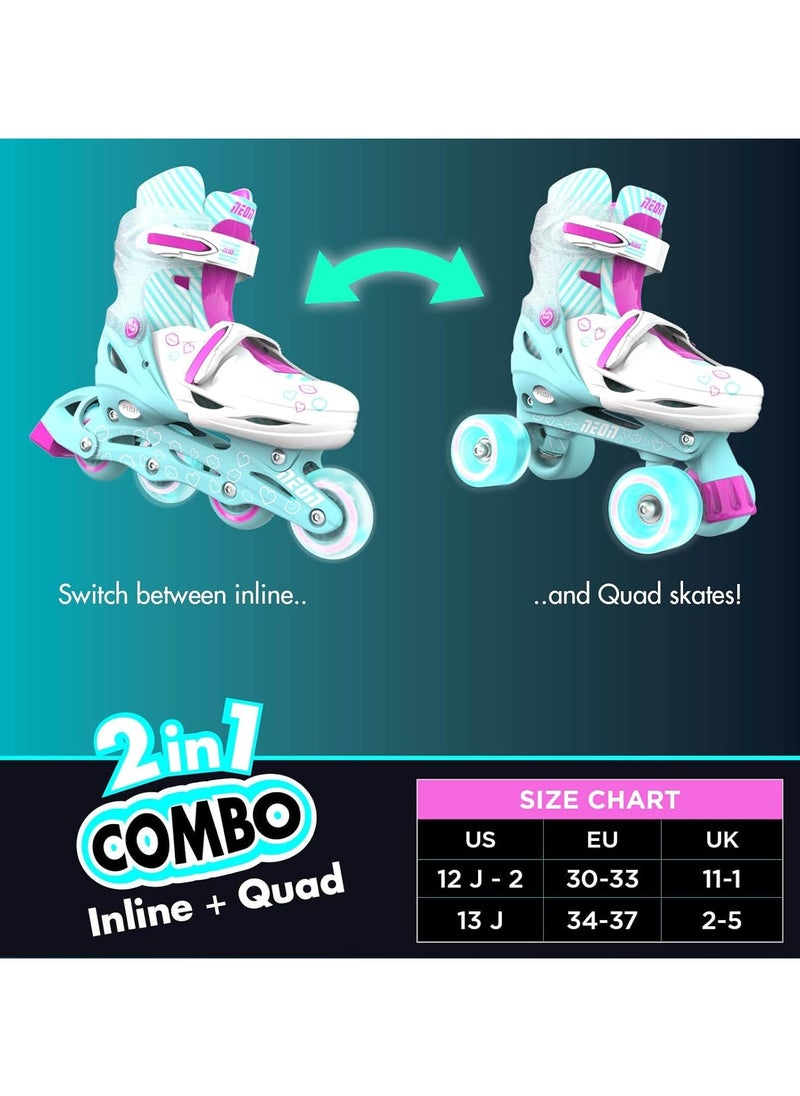 Yvolution - Quad and Inline Skates Neon Combo 2-in-1 Skates for Kids with LED Wheels - Image 1