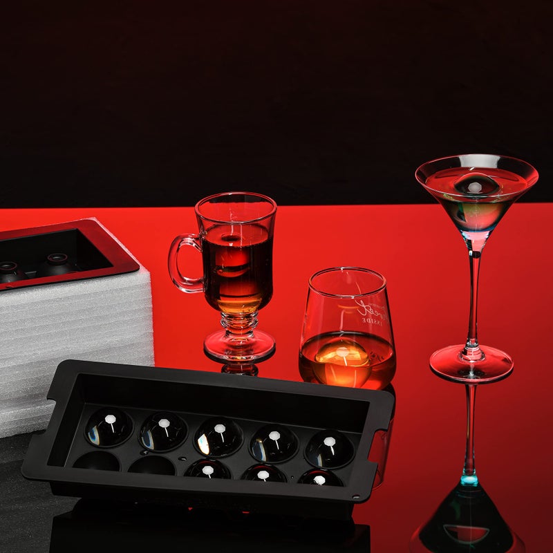 Jell-Cell Sphere Clear Ice Cube Maker - Crystal Clear 1.7 Inch Ice Ball Silicone Tray,10 Round Ice Cubes Mold for Whiskey and Cocktail - Image 3