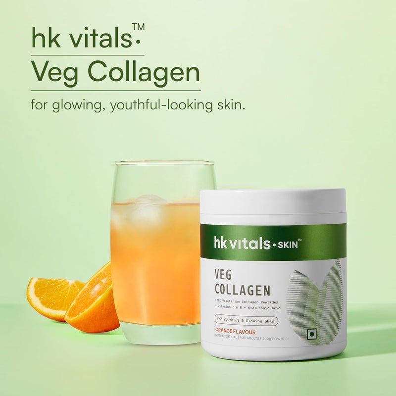 HK Vitals مسحوق مكمل الكولاجين النباتي من إتش كيه فيتالز (برتقال، 200 غرام) | - Image 2