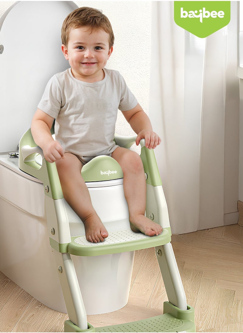 BAYBEE 3 in 1 Wobble Western Toilet Kids Potty Training Seat for Baby with Ladder & 6-Level Height Adjustable | Foldable Baby Potty Seat with Removable Bowl | Kids Toilet Seat | Potty Seat for Kids 1 to 8 years Green  - Image 2
