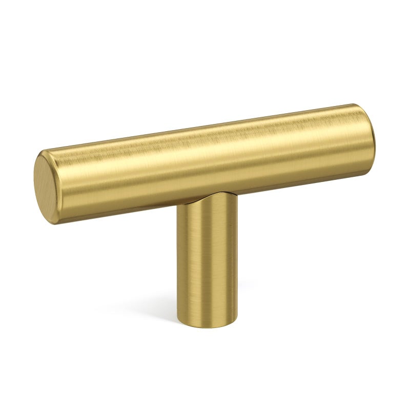 Goldenwarm 5Pack Single Hole Gold Cabinet Knobs and Pulls Door Cupboards Drawers Bedroom Furniture Handles 2 Inch Overall Length Brushed Brass