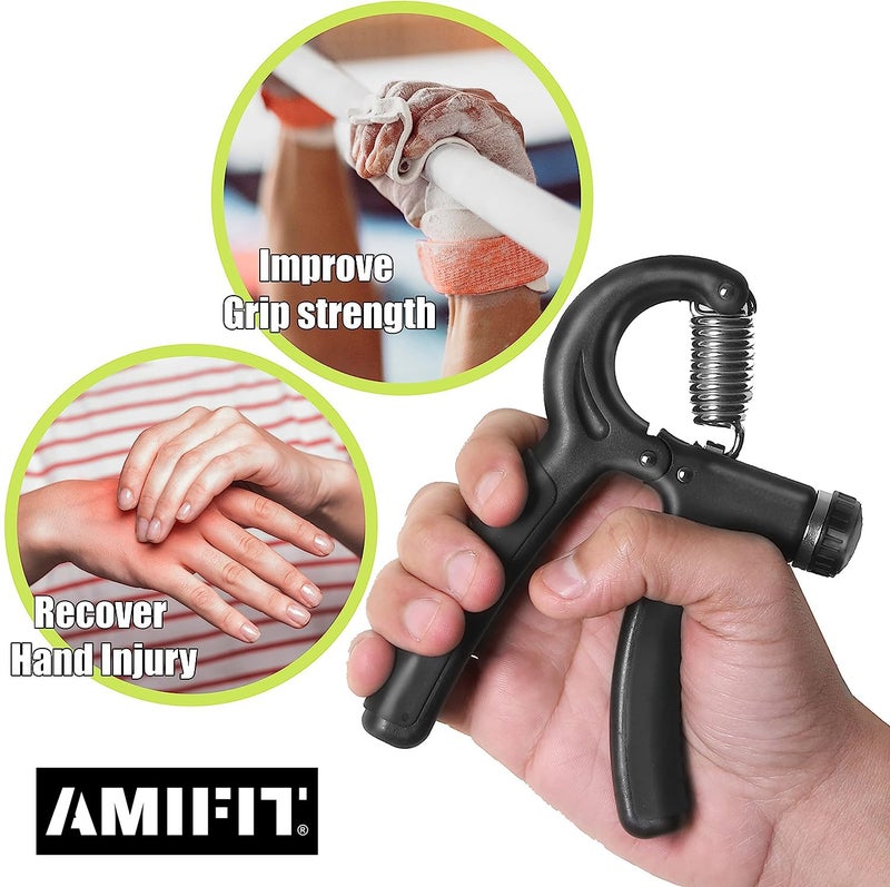 AMIFIT Fitness Grip Strength Trainer 5kg-60kg | Non Slip Hand Grip Strengthener with Stainless Steel Spring for Improving Hand, Finger, and Forearm Strength (Black) - Image 4