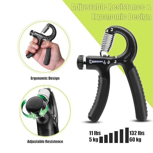 AMIFIT Fitness Grip Strength Trainer 5kg-60kg | Non Slip Hand Grip Strengthener with Stainless Steel Spring for Improving Hand, Finger, and Forearm Strength (Black) - Image 2