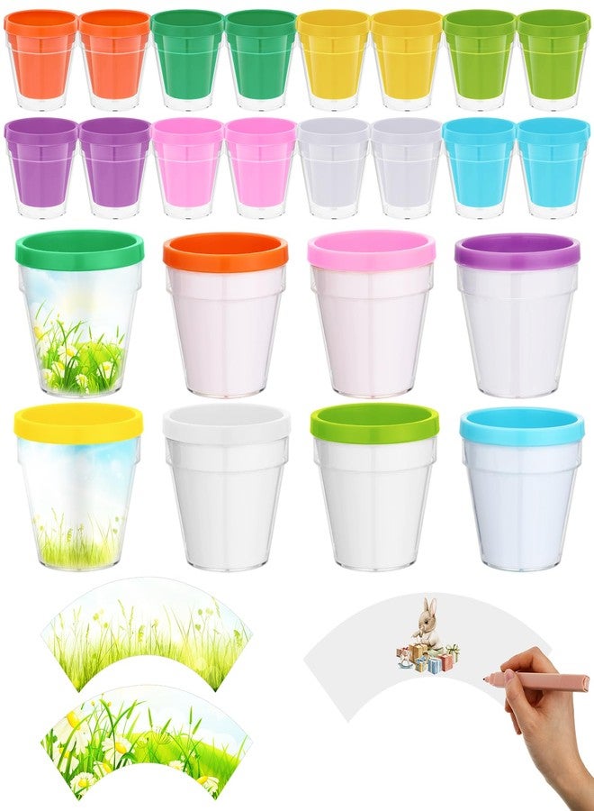 Meanplan 24 Sets Spring DIY Flower Pot Crafts Bulk Color Your Own Flower Pot 4 Inch Spring Planters Decorate Kit for Adults Activities - Image 1