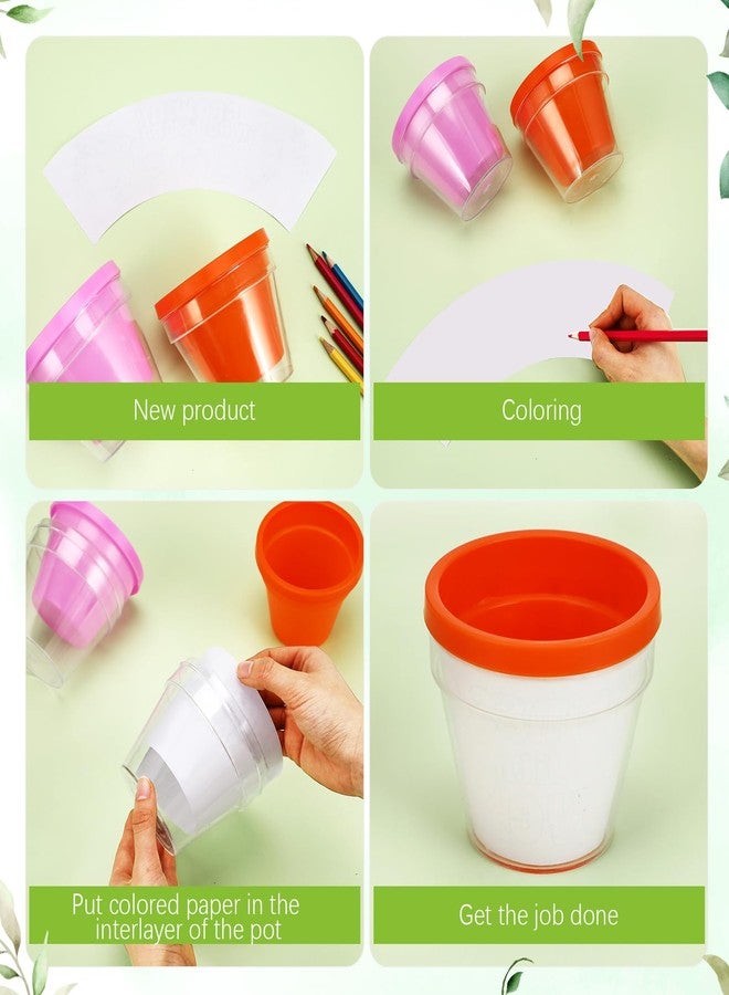 Meanplan 24 Sets Spring DIY Flower Pot Crafts Bulk Color Your Own Flower Pot 4 Inch Spring Planters Decorate Kit for Adults Activities - Image 3