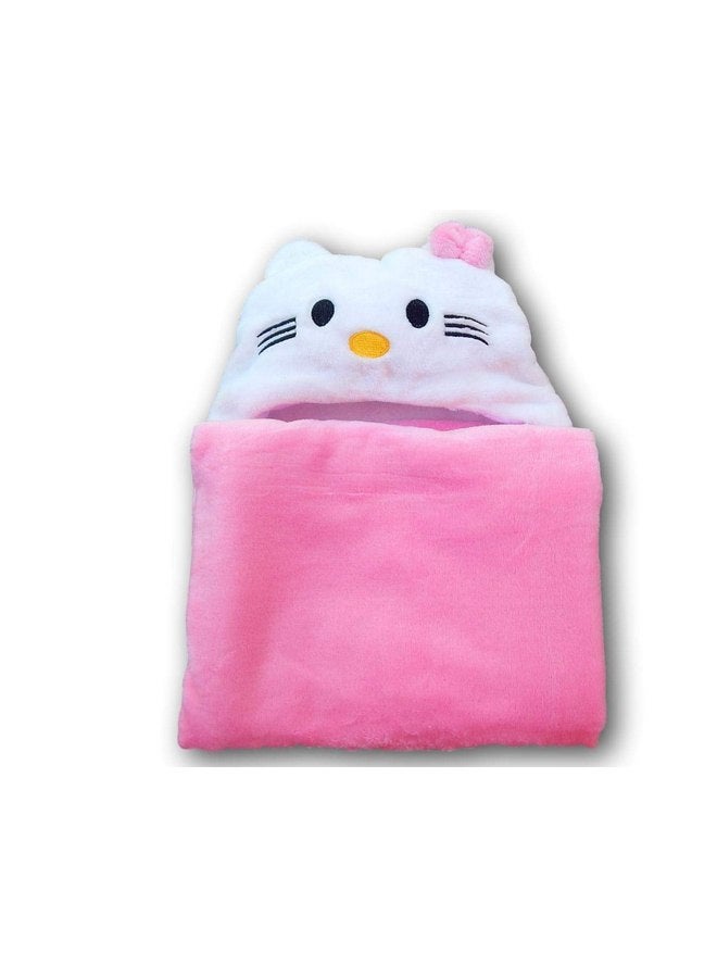 bozemanbabycompany Hooded Toddler Blanket | Plush Soft Animal Baby or Infant Hoodie Blankie 36x27 + Hood (Light Pink) - Image 2