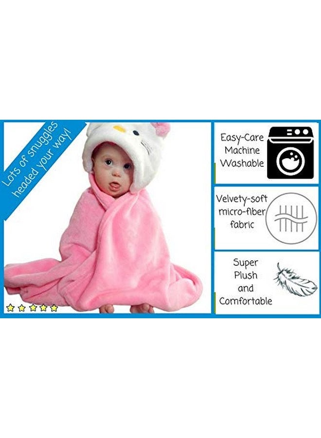 bozemanbabycompany Hooded Toddler Blanket | Plush Soft Animal Baby or Infant Hoodie Blankie 36x27 + Hood (Light Pink) - Image 3