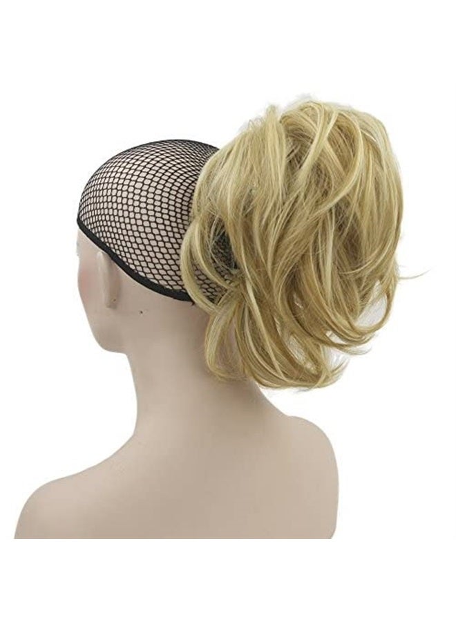 Curly Flexible Claw Ponytail Hairpieces Synthetic Clip In Hair Extensions Little Pony Tail Hair Pieces (Dark Blonde)