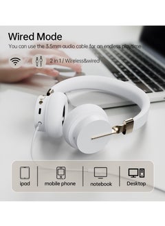 P3 Wireless Bluetooth 5.0 Headphones, HD Stereo Sound Over Ear Headphones with Built-In Microphones, Deep Bass, 60 Hours Playtime, Fast Charge Foldable Headphones for PC/Home (White) - pzsku/Z35CFFA923A63FFC632DDZ/45/_/1705462740/1d630460-93cf-44d1-90b0-e86be4160993