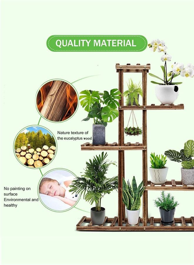GoldenLike  حامل زهور متعدد الطبقات رف خشبي لأحواض الغراس حامل للأواني الخارجية في الحديقة والفناء والشرفة وديكور غرفة المعيشة - Image 3