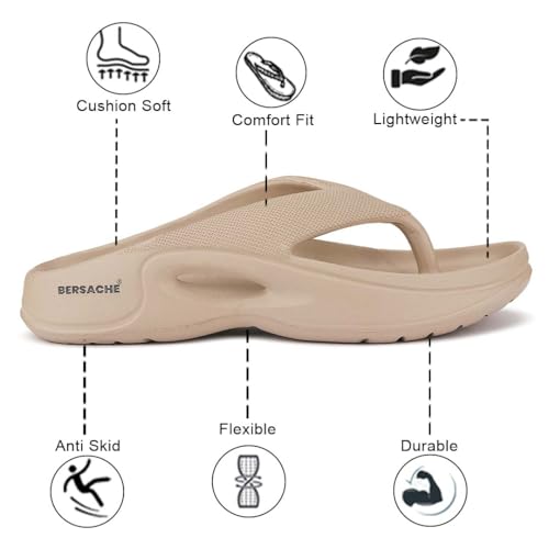 BERSACHE Soft Classic Casual with Regular wear with Ultra Soft & Flexibility Technology Flipflop for Men's/Boy's Beige - Image 5